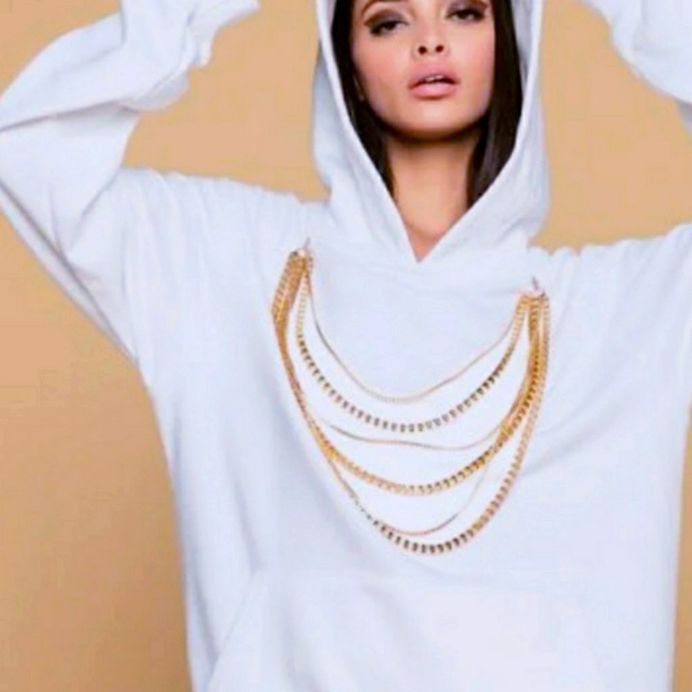 Akira Label Axel Chain Detail Hoodie Sweatshirt